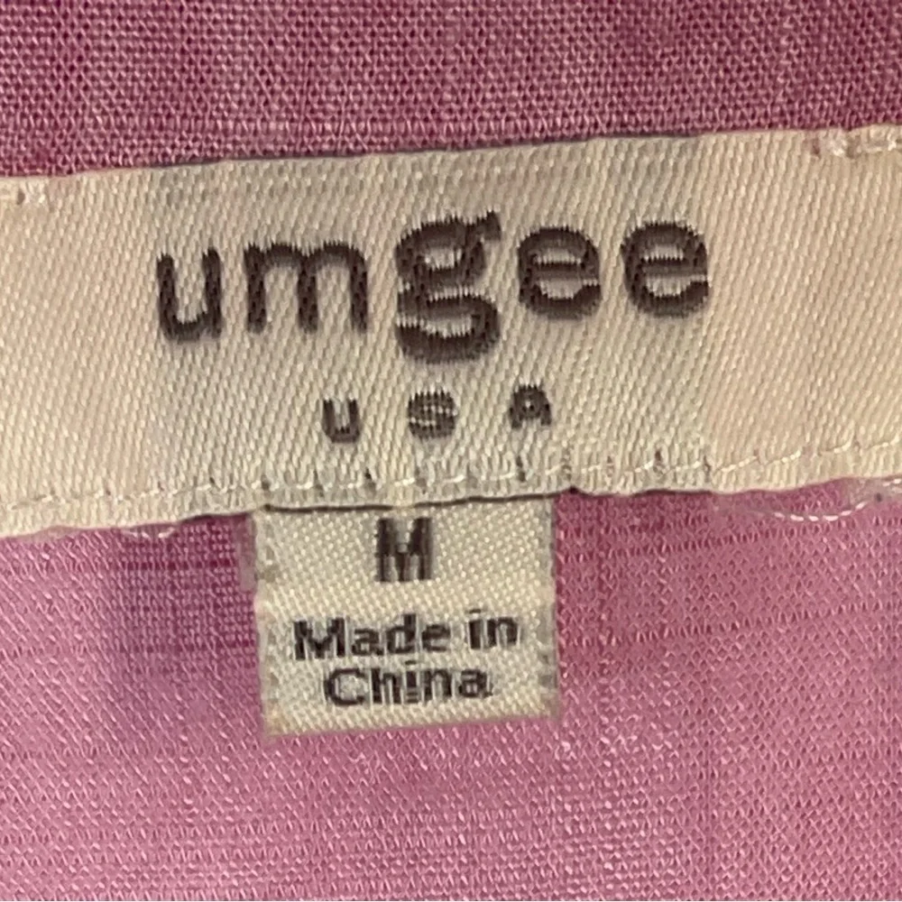 Umgee Pink Button Down Short Cuffed Sleeve Hi Low Raw Hem Lightweight Size Md - Picture 10 of 13